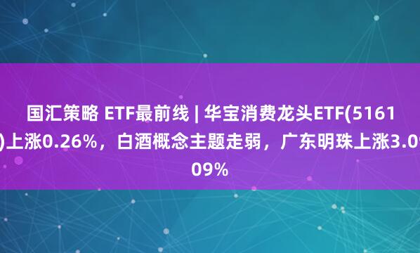 国汇策略 ETF最前线 | 华宝消费龙头ETF(516130)上涨0.26%，白酒概念主题走弱，广东明珠上涨3.09%